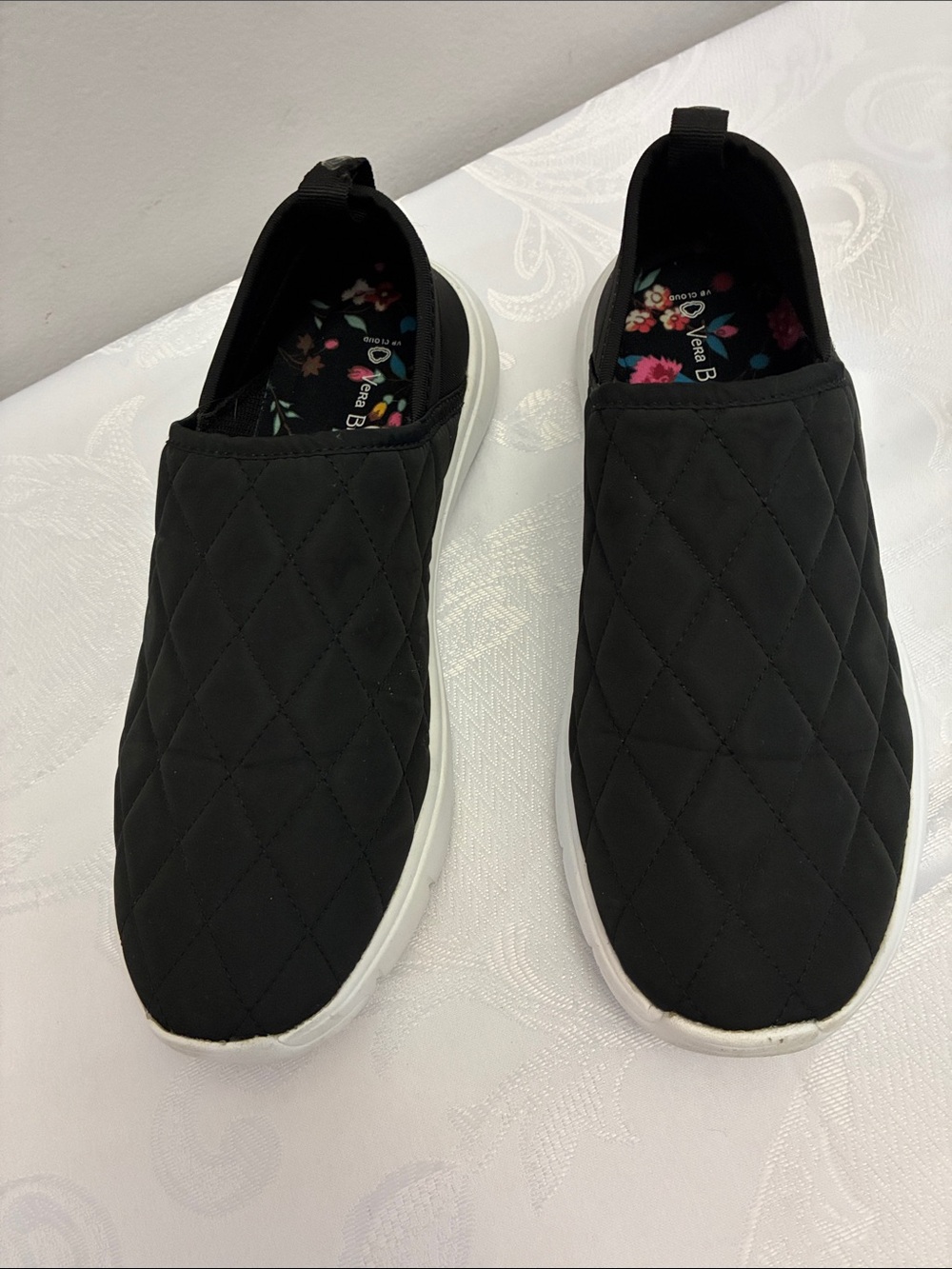 Vera Bradley Black Quilted Slip-On Sneakers